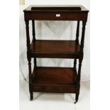 3-Tier Antique Mahogany Rostrum, with turned columns, adjustable lectern top and a stretcher drawer,