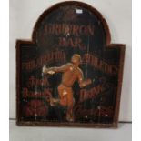 Timber Outdoor Bar Advertising Sign (a reproduction) “The Grid Iron Bar, Philadelphia, Athletics,