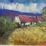 MARIE CARROLL, acrylic on card, "Spring Cottage", 56cm x 61cm, framed (Duke St Gallery label)