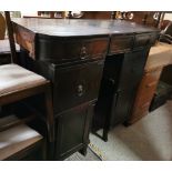 Mid 19thC Mahogany Pedestal Sideboard, the central bowed centrepiece with a pedestal on either