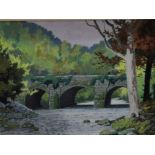 JOHN SKELTON, Oil on Board, "Old Friend", the meeting of the waters, Avoca Bridge, Wicklow, 20cm x