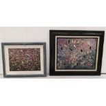 MICHAEL THATCHER - Two modern abstract mixed media paintings, both framed (2)