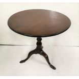 19thc Tilt Top Occasional Table, lovely Cuban Mahogany circular top, on a tripod base, pad feet,