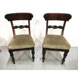 Matching Set of 6 WMIV heavy mahogany Dining Chairs, on turned front legs, with bar backs and carved