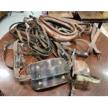 Good leather Pony Harness, complete with neck collar, bridle, horse bit etc, with brass mounts,