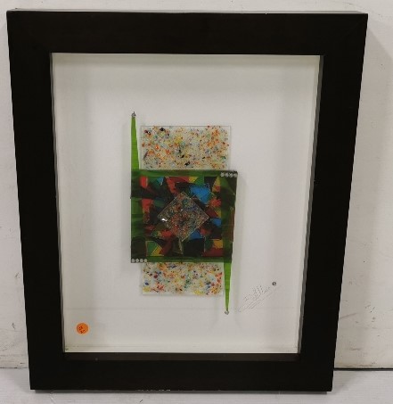 BERNIE HOPKINS, “Peace Meal”, a mosaic glass collage, dated 2007, boxed, 48cm x 58cm (incl. frame)