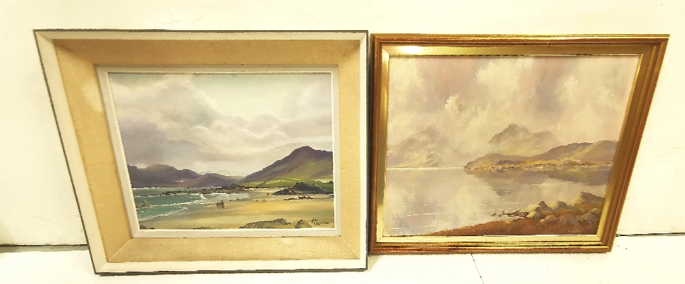 2 x acrylics on board, Coastal Landscapes – one signed T E Spence 1982, 35 x 45cm & one signed A