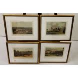 Set of 4 Equestrian Prints after H. Alken 1821 “Ascot”, The Meet, Epsom etc, each 54 x 44cm (incl.