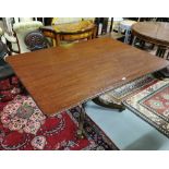 Mid 19thC rectangular top good quality Tilt Top Dining Table, on 4 splayed legs, brass toes,