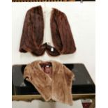 Fur Cape & a beige Fur Stole (both lined, in good condition) (2)