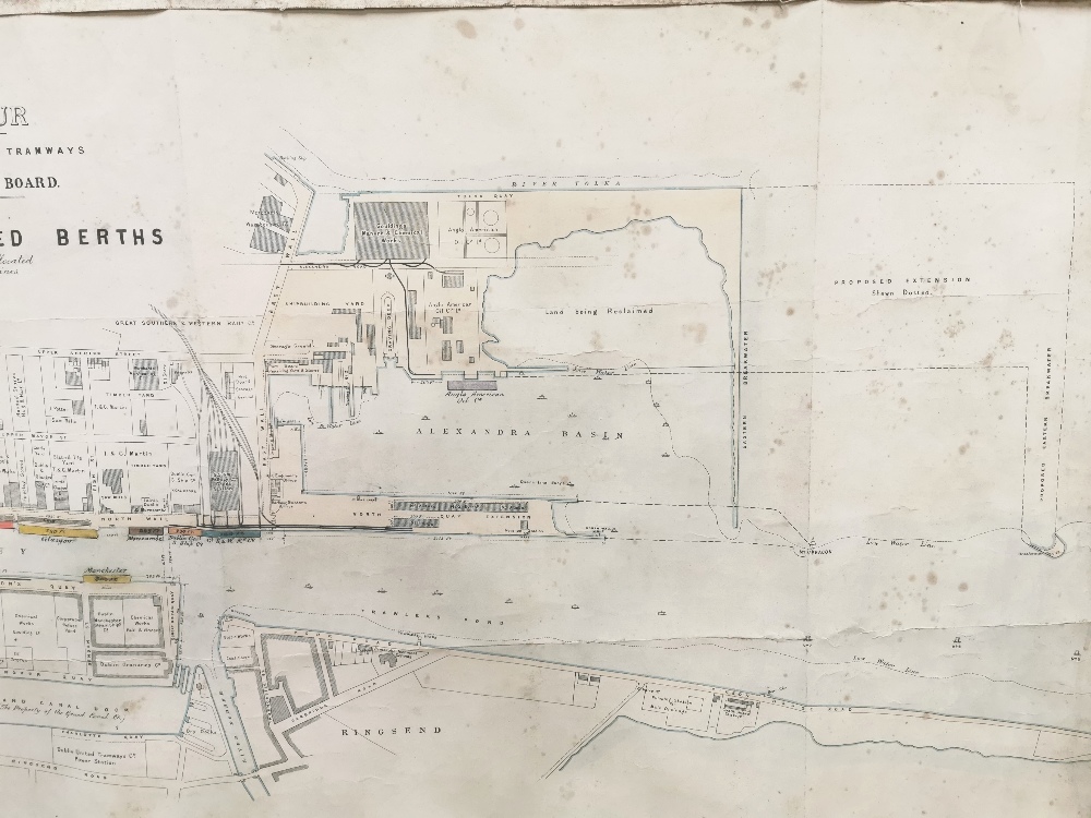 Original Colour Map of Dublin Harbour dated 1902 “Map Showing Allocated Berths”, also titled “Plan - Image 4 of 4