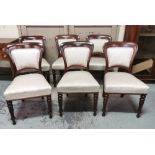 Matching set of 6 mid-19thC Mahogany Dining Chairs, with curved top rails, over padded backs and