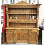 Carved Pine Kitchen Dresser (modern) with Victorian style Corbels – 3 open shelves with spice