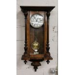 Spring Driven Wall Clock in a Walnut Case, cream dial, 100cmH