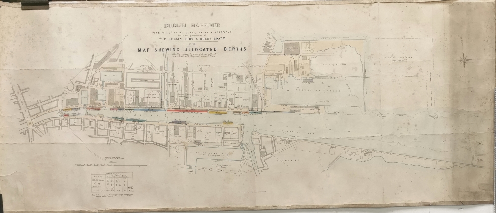 Original Colour Map of Dublin Harbour dated 1902 “Map Showing Allocated Berths”, also titled “Plan