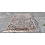 Duck Egg Blue Ground Kashmir Carpet, Tree of Life Design, rich blue border, 3.8m x 2.8m