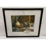 Players Please, “Side Door Keys” print, Still Life – fruit, violin etc, in original frame,