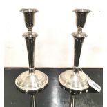 Pair of Italian Silver Candlesticks, reeded boarders, each 25cmH