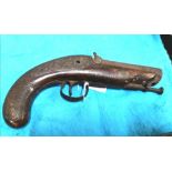 Antique flintlock pistol, with cleaning rode, 25cm