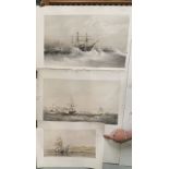 3 x Nautical Lithographs – HMS Highflyer, Captain John Moore (Turkish Encampment 1855, depose Paris,