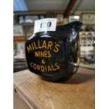 Millers Wines and Cordials Advertising Jug