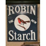 Robin New Starch Wooden Advertisement.