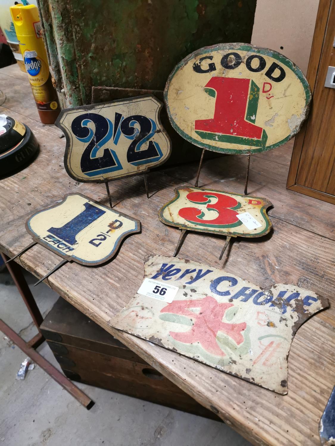 Five Tin Plate Fairground Signs