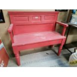 Painted pine settle bench.