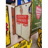 County Library Enamel Sign.