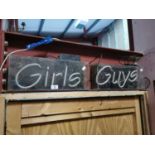 Two vintage neon Girls and Guys sign.
