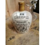 Emerald Meehan's Cork Superior Irish Whiskey stoneware flagon.