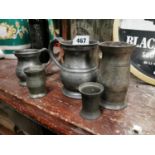 Five Later 19th C. Pewter Measures