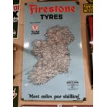 Rare Firestone Main Roads Map of Ireland Enamel Sign