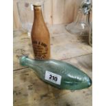 19th. C. Torpedo glass bottle.