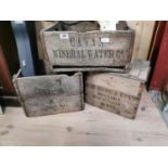 Three early 20th C. mineral water bottle crates.