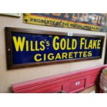 Framed Will's Gold Flake Cigarettes enamel advertising sign.