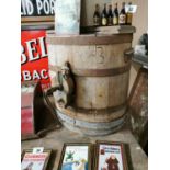 Oak Metal Bound Table Churn.