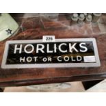 Horlicks Hot or Cold glass advertising sign.