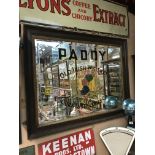 Rare 20th C. Paddy Old Irish Whiskey advertising mirror {99 cm H x 123 cm W}.