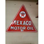 Texaco Motor Oil Triangular Enamel Sign.