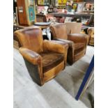 Pair of Leather Upholstered Armchairs