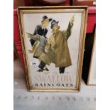 Swallow Raincoats framed advertising sign print..