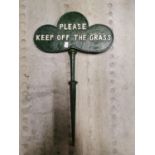 Cast Iron "Please Keep Off The Grass" Sign