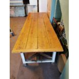 19th. C. pine table on four square legs.