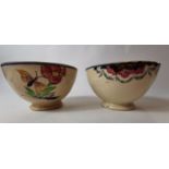 Two early 20th. C. transfer porridge bowls.