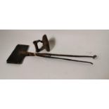 19th. C. goffering tongs and miniature iron.