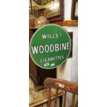 Will's Woodbine Cigarettes double sided advertising sign.