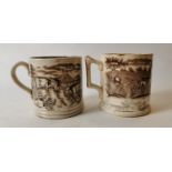 Two 19th. C. transfer cow mugs.