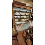 19th. C. pine painted kitched dresser.