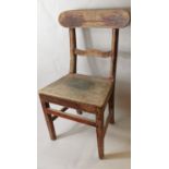 Single 19th. C. pine carpenters chair with original paint.